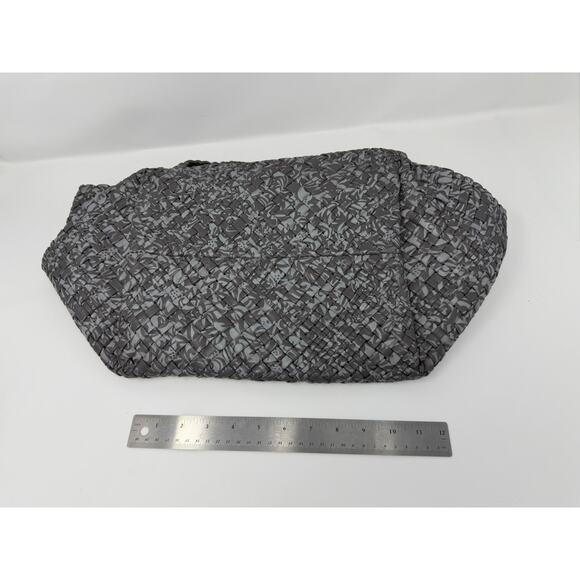 Falor Italia Leather Handwoven Italian Large Tote Shoulder Bag Gray Speck Braid - Picture 8 of 9